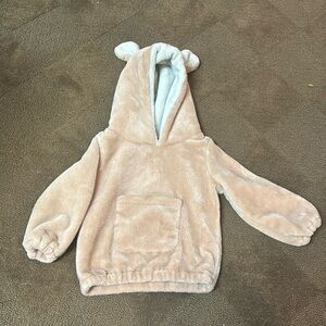Fall fleece Girls Coat- light pink, pull over with hood
